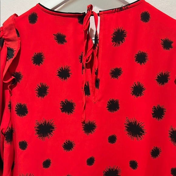 Who What Where Long Sleeve Red Dress Black Polka dots Size Small - Picture 4 of 5